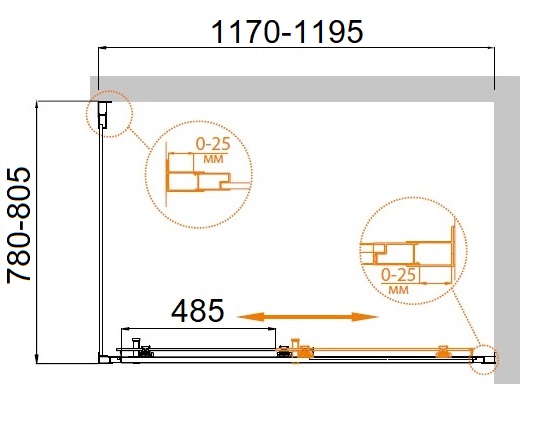 Душевой уголок CEZARES MOLVENO-AH-11-120/80-C-Cr-IV - Вид №2