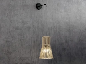 Веревочный и металлический настенный светильник с фиксированным кронштейном