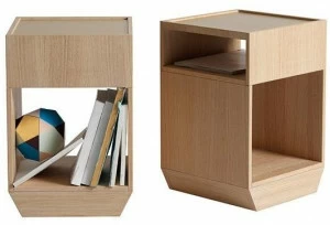 ASPLUND Квадратный журнальный столик из фанерованной древесины на колесиках с контейнерным отсеком