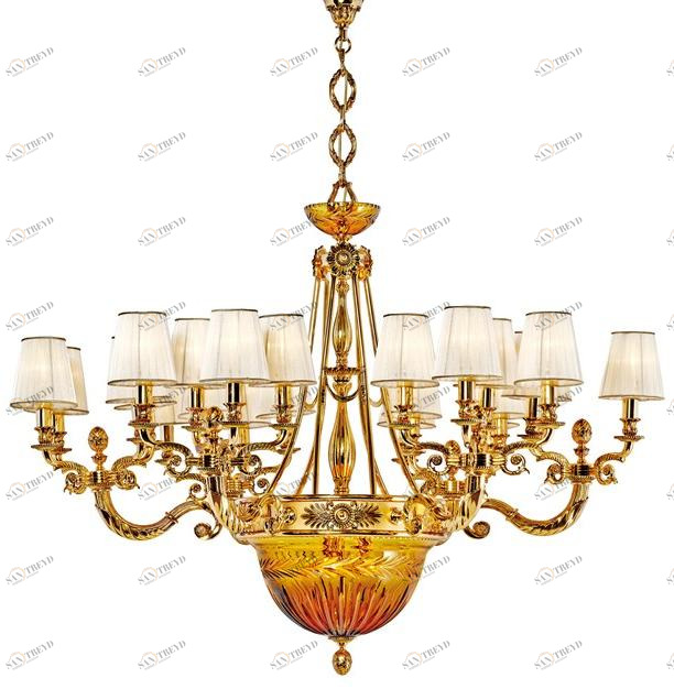 Possoni Illuminazione Люстра из чистого золота с градиентом и янтарным кристаллом Amber 431/24+6