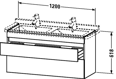 DS649005151 Тумбочка подвесная DuraStyle #DS6490 1200 x 470 мм Сосна коричневая, декор Duravit - Вид №1