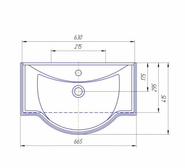 Тумба Рио - 65 прямая белая эмаль с раковиной Kirovit 650 MISTY 2312151 - Вид №1