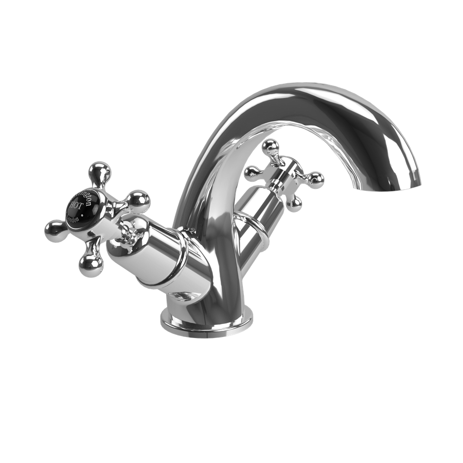 Burlington Claremont Смеситель для раковины Claremont Mono Четвертьоборот с белым акцентом в Chrome CL45-QT  - Вид №1