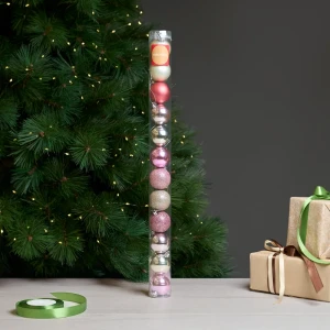 Набор елочных шаров KREAFORTA розовые с блестками 12 шт. ø5 см 89420540