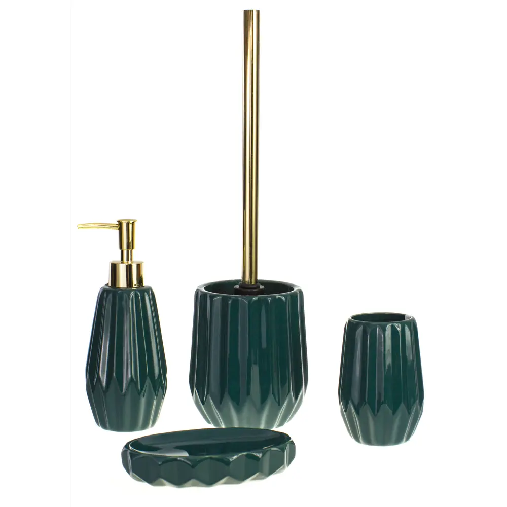 Дозатор для жидкого мыла Emerald, керамика, цвет изумрудный PROFFI HOME STLM-2173775 - Вид №1