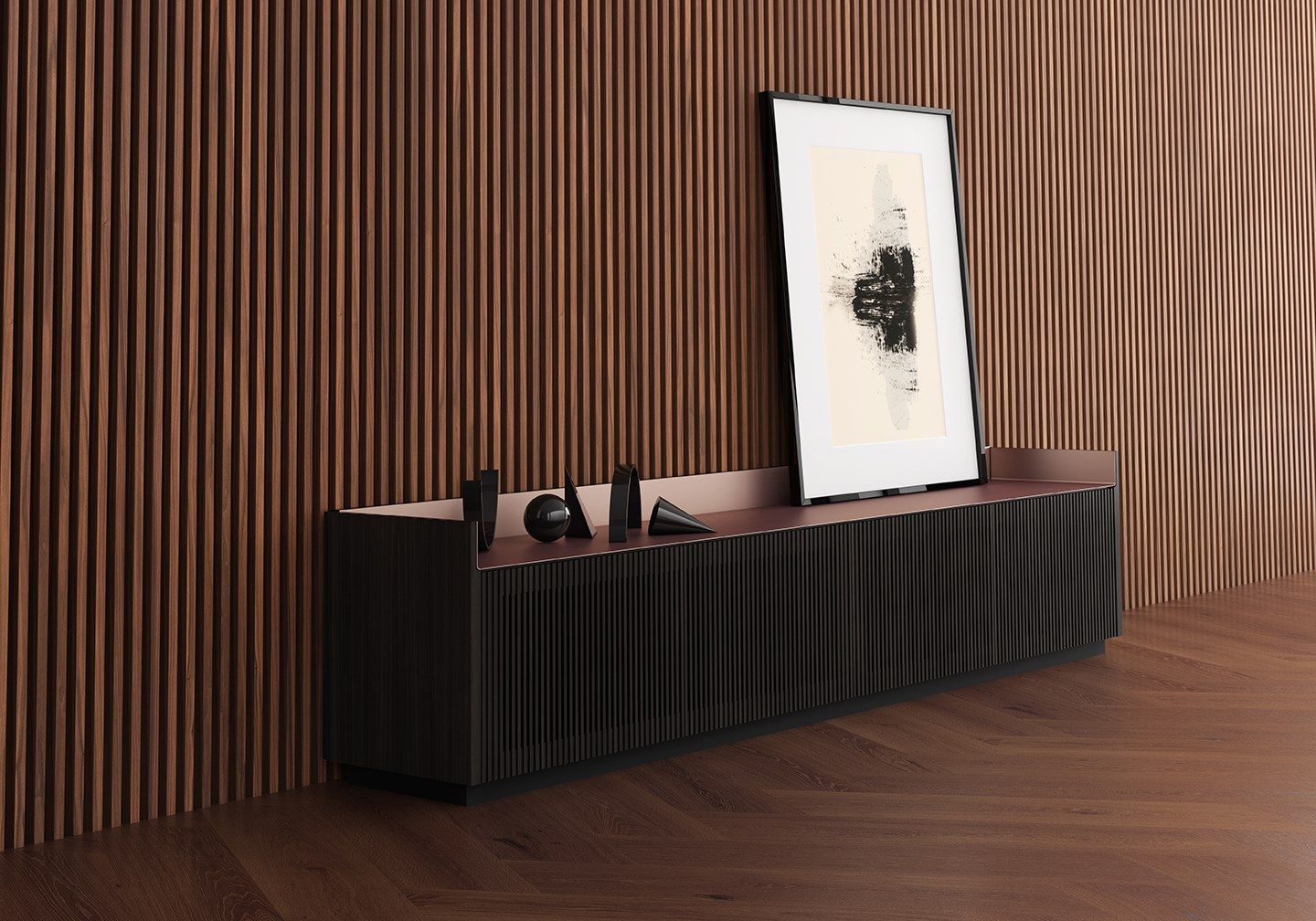 Низкий деревянный шкаф для телевизора с распашными дверцами Punt Stockholm ARCH-00119335 - Вид №1