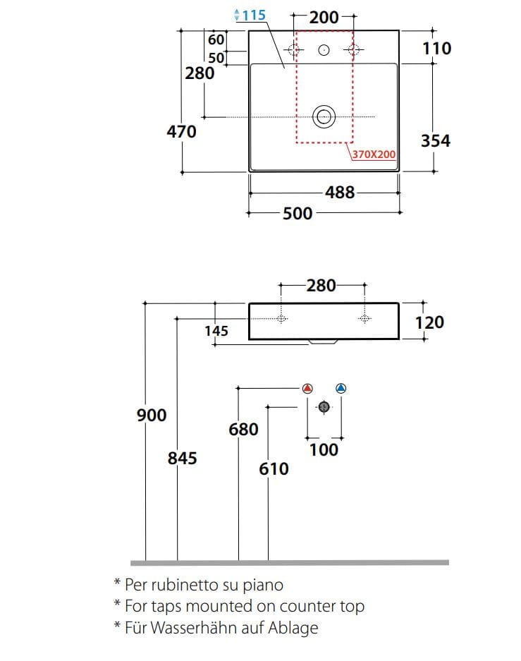 Керамическая прямоугольная раковина Ceramica Globo плиты ARCH-00076947 - Вид №2