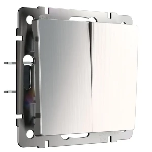 Выключатель встраиваемый проходной Werkel 2 клавиши цвет глянцевый никель