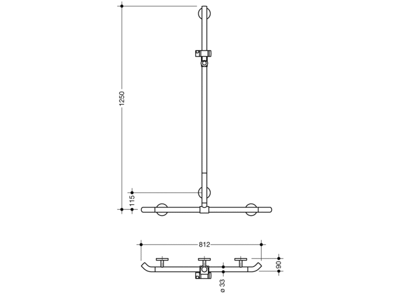 950.35.45054 Поручень для душа с выдвижным держателем для душа теплое прикосновение HEWI Greifen  - Вид №1
