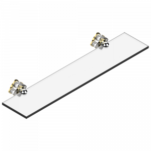 U6A-564 Полка стеклянная 60 cм с кронштейнами Thg-paris Pétale de Cristal, прозрачный хрусталь Хром/золото