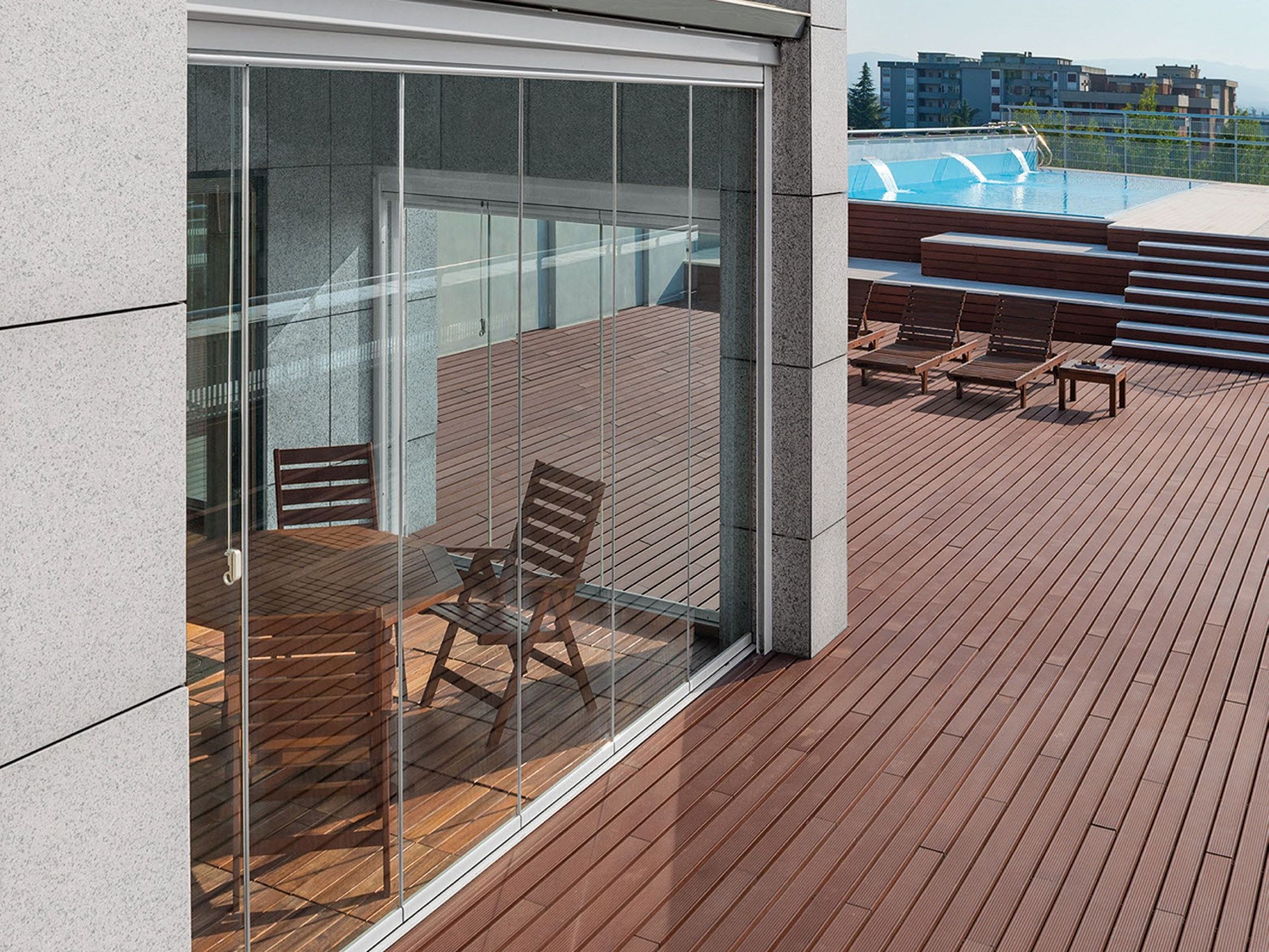 Алюминиево-стеклянное раздвижное окно Mv Line панорамное остекление / ширма ARCH-00140220 - Вид №1