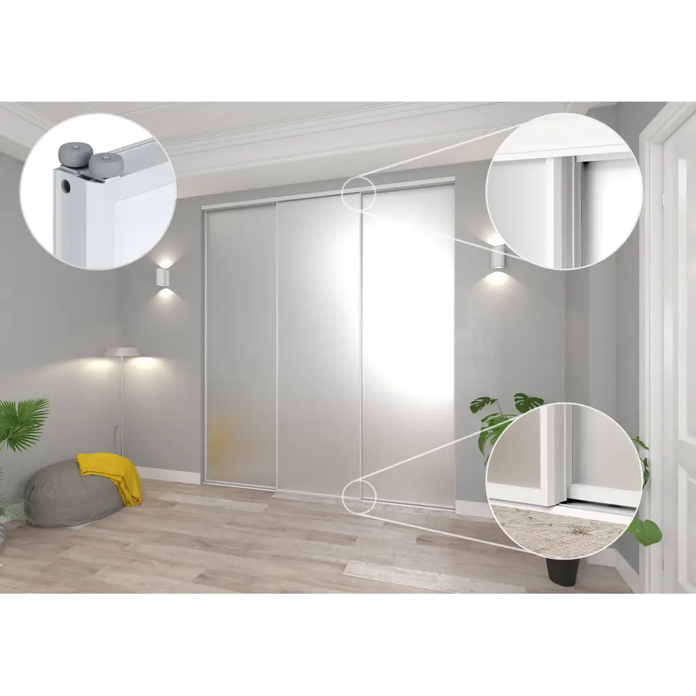 Дверь-купе KONSENSA 244.5x90.4 см с матовым зеркалом профиль белый узкий STLM-2187642 - Вид №12