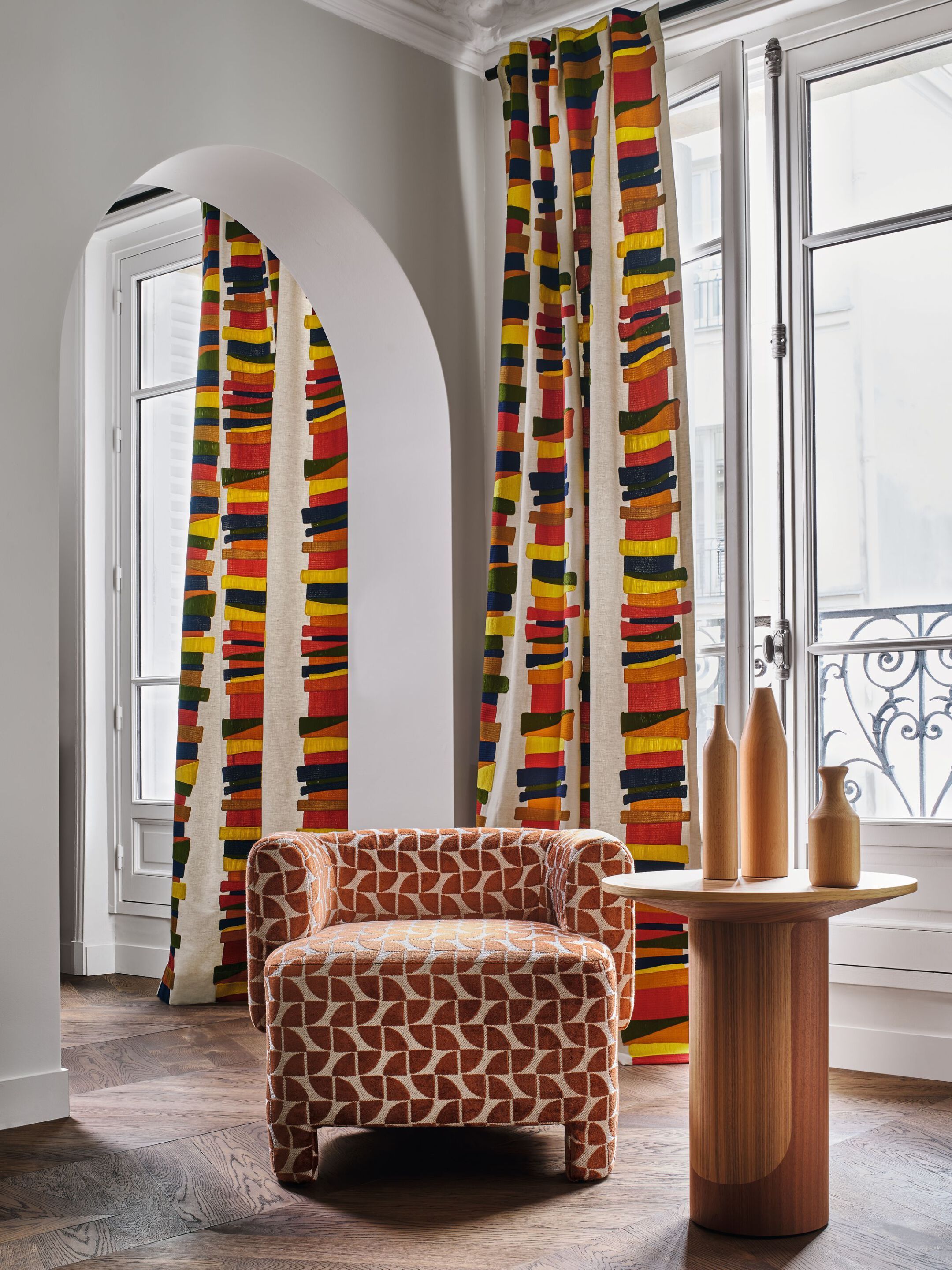 Бархатная ткань с графическим рисунком Casamance Valvidia ARCH-00064731 - Вид №1