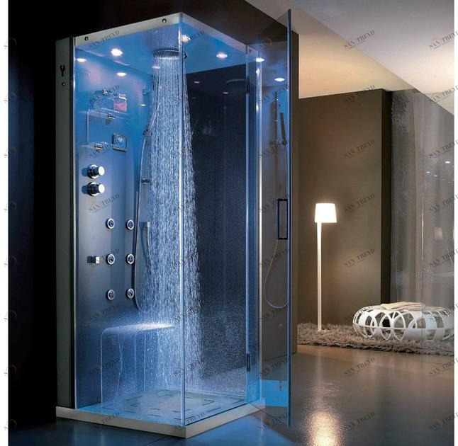 Gruppo Geromin Многофункциональная угловая душевая кабина из хрусталя с гидромассажем Tempo sun-id-1384185