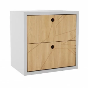 Тумбочка прикроватная с ящиками дуб с белой столешницей "Лория" ODINGENIY  178413 Бежевый;белый;дуб сонома