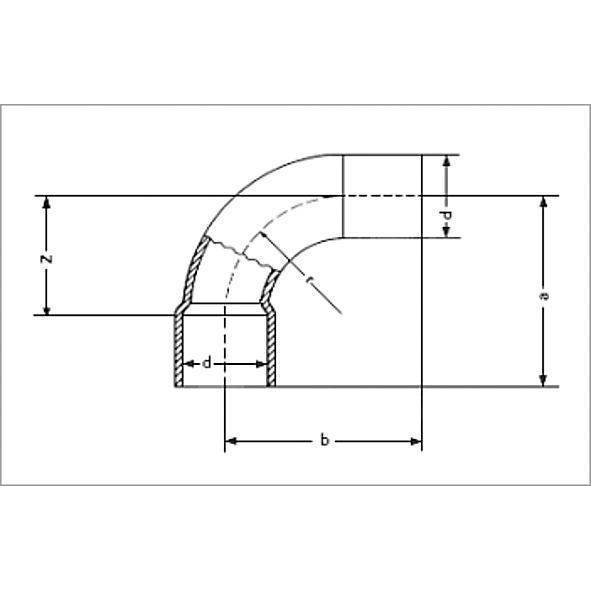 15001A40 SANHA 5001A отвод 90° ВП-НП, медь 40 мм  - Вид №1