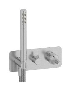 Внешние части встроенного в стену смесителя на 2 потребителя в комплекте с душевым гарнитуром. WE ARE IB bi313ss Brushed Nickel Batlo