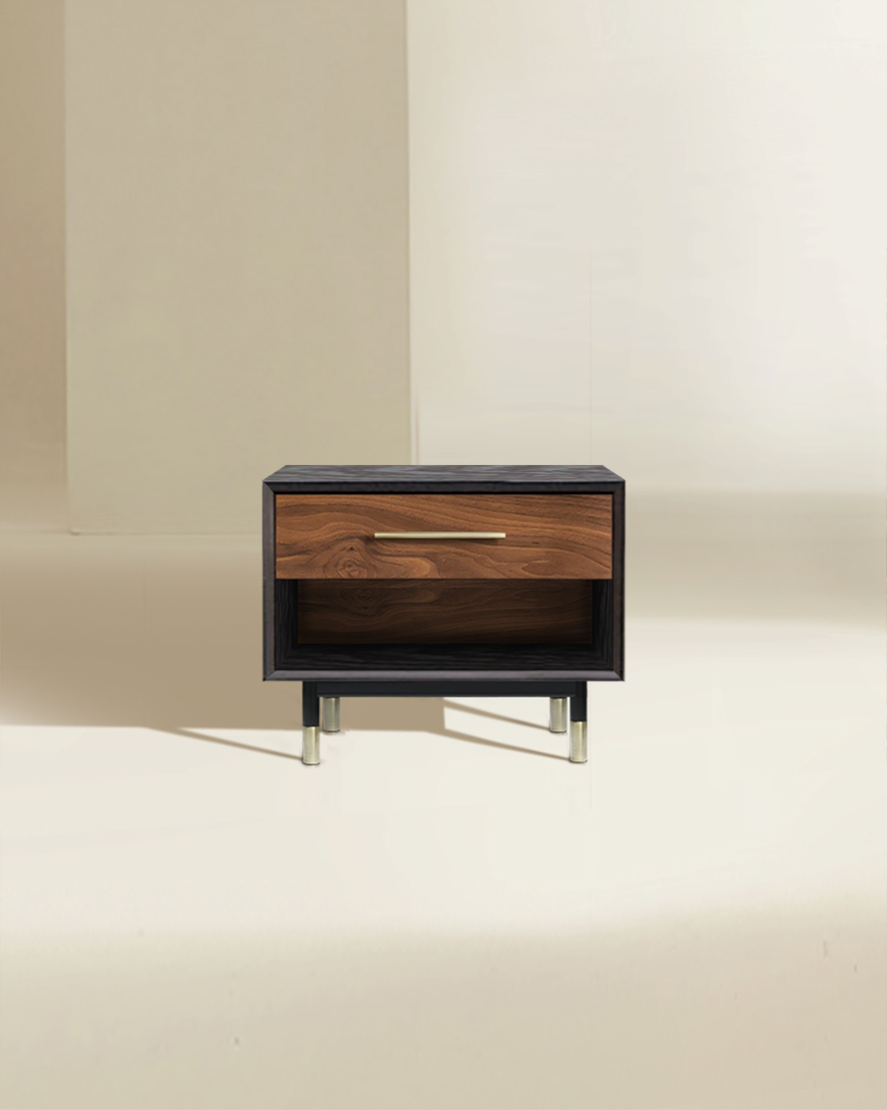 Тумбочка прикроватная с ящиком американский орех Impala ACWD IMPALA 00-3981930 Коричневый;черный  - Вид №1