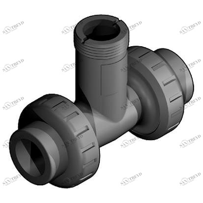 SANIT 8X3TFFV32D Т-фитинг, PVC-U, BSP, 1/2 "- R 1 1/2", резьбовая втулка 