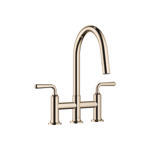 VAIA Мостовой смеситель на три отверстия, вытяжной, с функцией распыления - Шампанское (22-каратное золото)