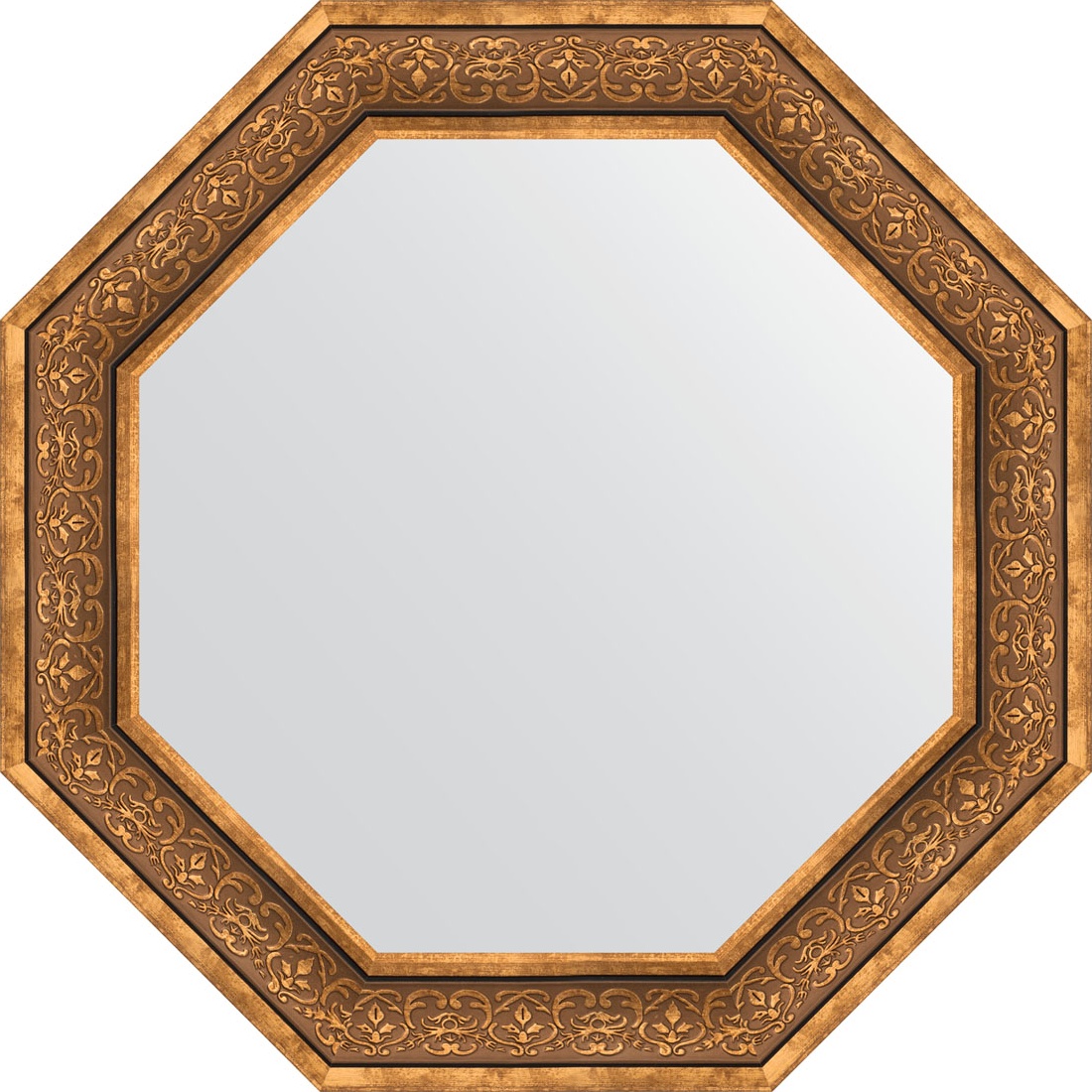 BY 3840 Зеркало в багетной раме - вензель бронзовый 101 mm EVOFORM Octagon