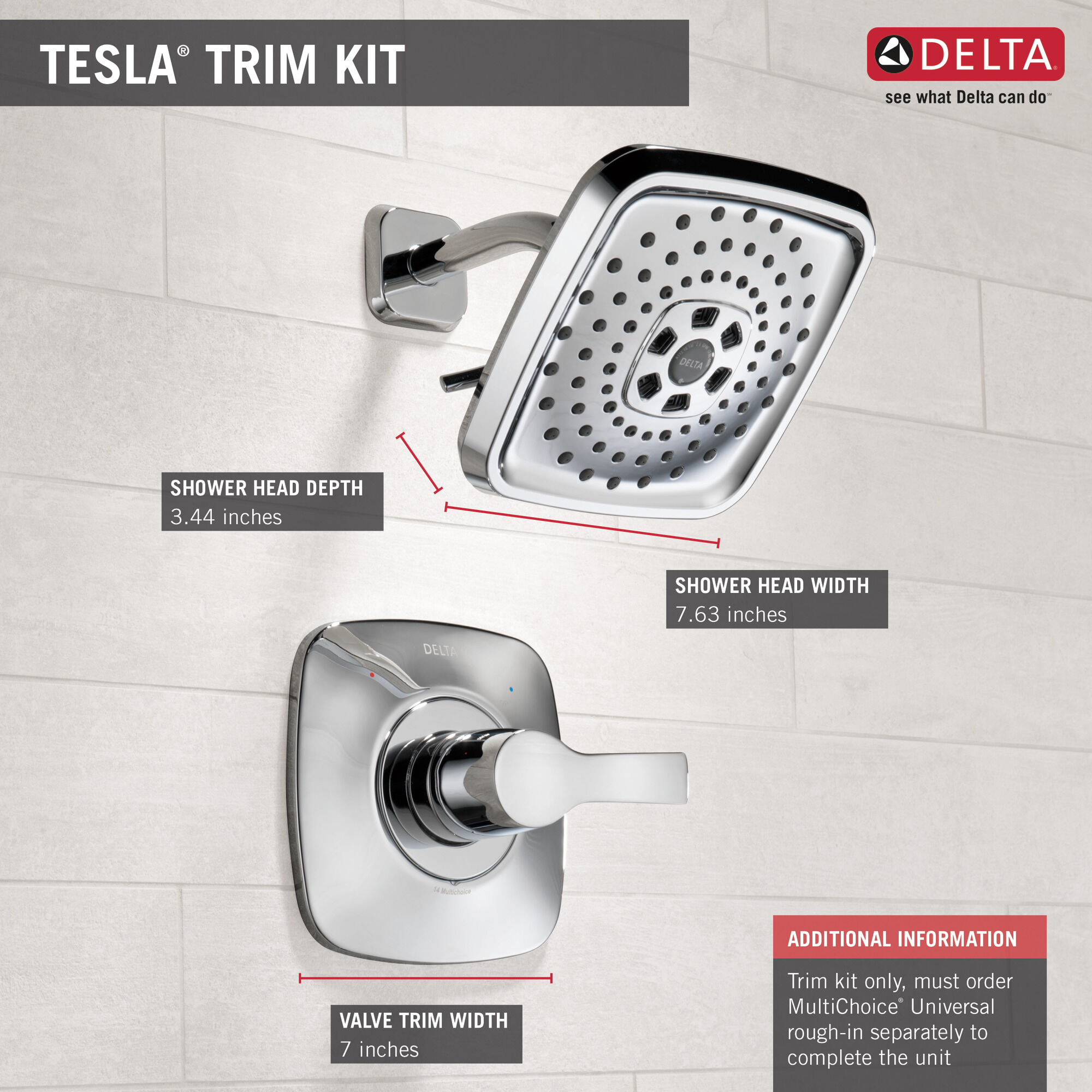 T14252-PN Накладка для душа Monitor® 14 серии H2Okinetic® Delta Faucet Tesla Полированный никель - Вид №2