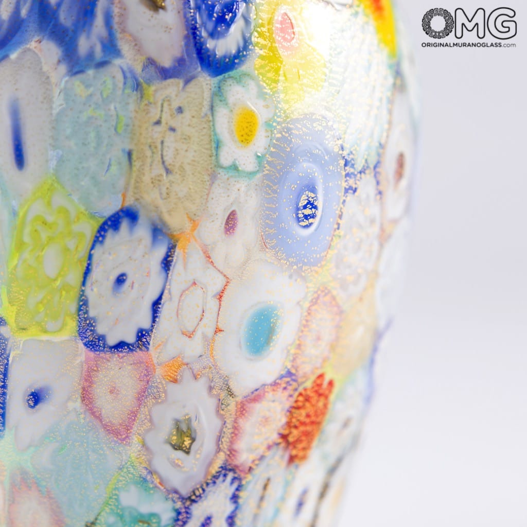 316 ORIGINALMURANOGLASS Ваза с мурринами и различными миллефиори - муранское стекло OMG 11 см  - Вид №1