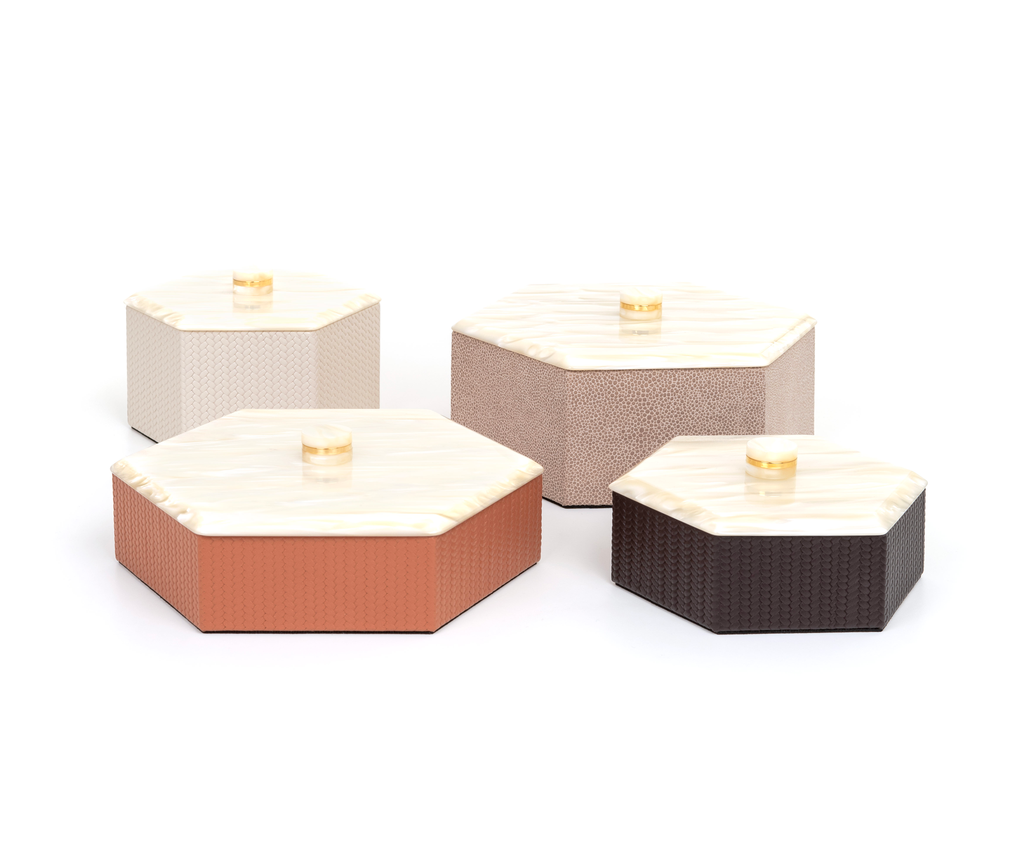 Шестиугольная коробка Kelly - 16X14XH5 см / тканая кожа_кремовый Pinetti G1.1695.061.027 - Вид №4