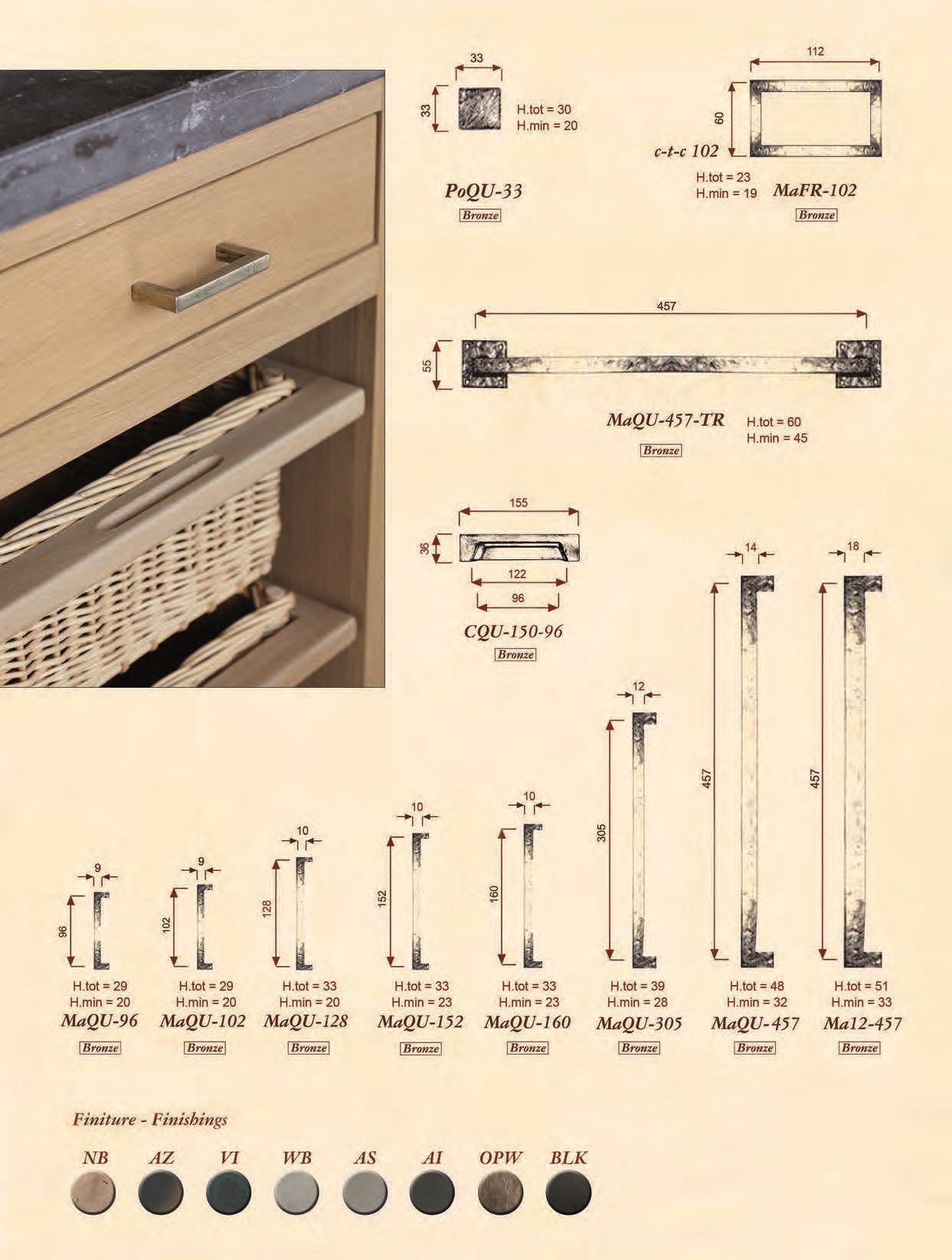 Бронзовая мебельная ручка GIARA ART DESIGN-BRONZE гладкая ARCH-00101406 - Вид №2