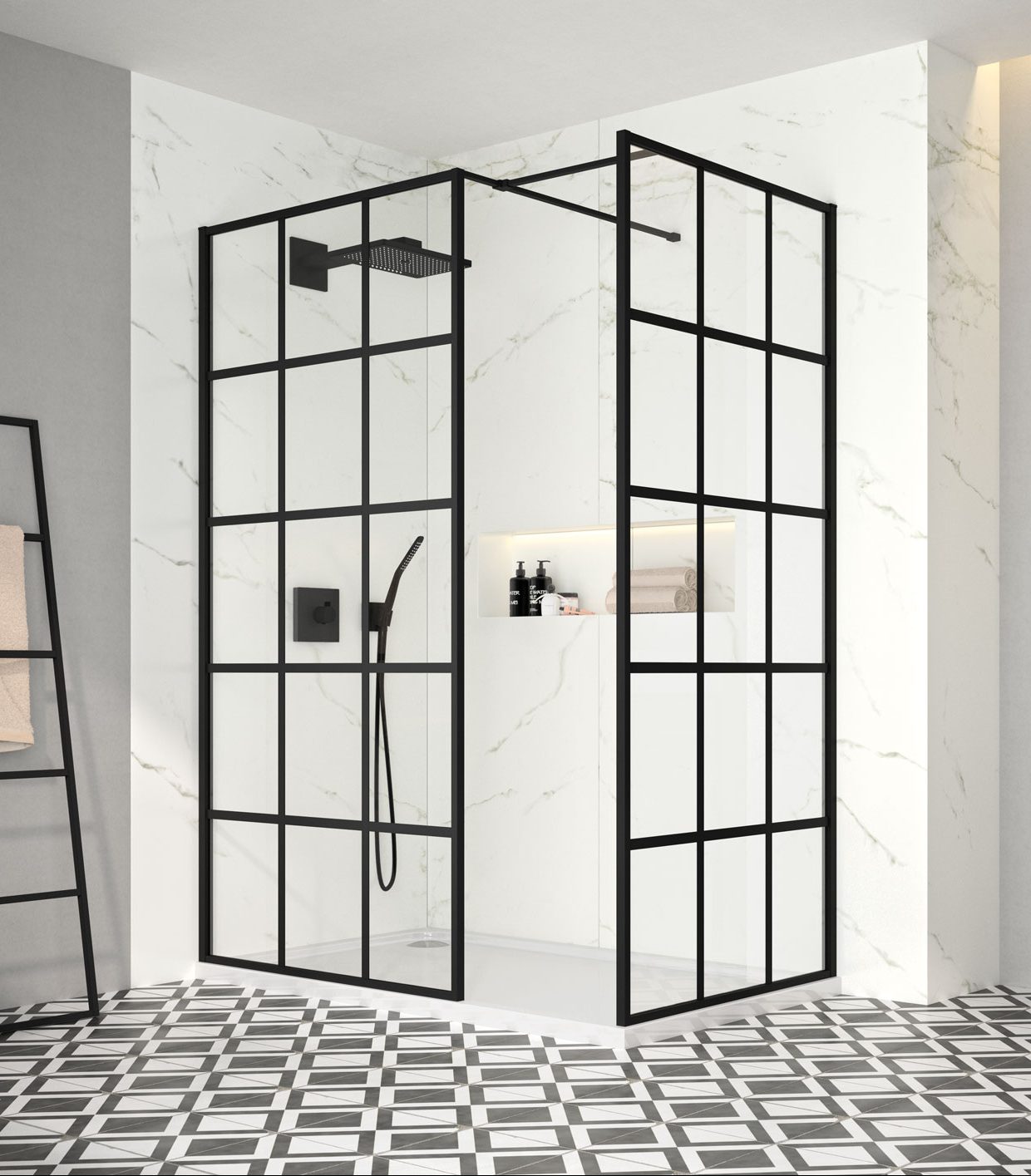 Душевая перегородка BLKFSWCTL120 Merlyn Black Черный - Вид №1