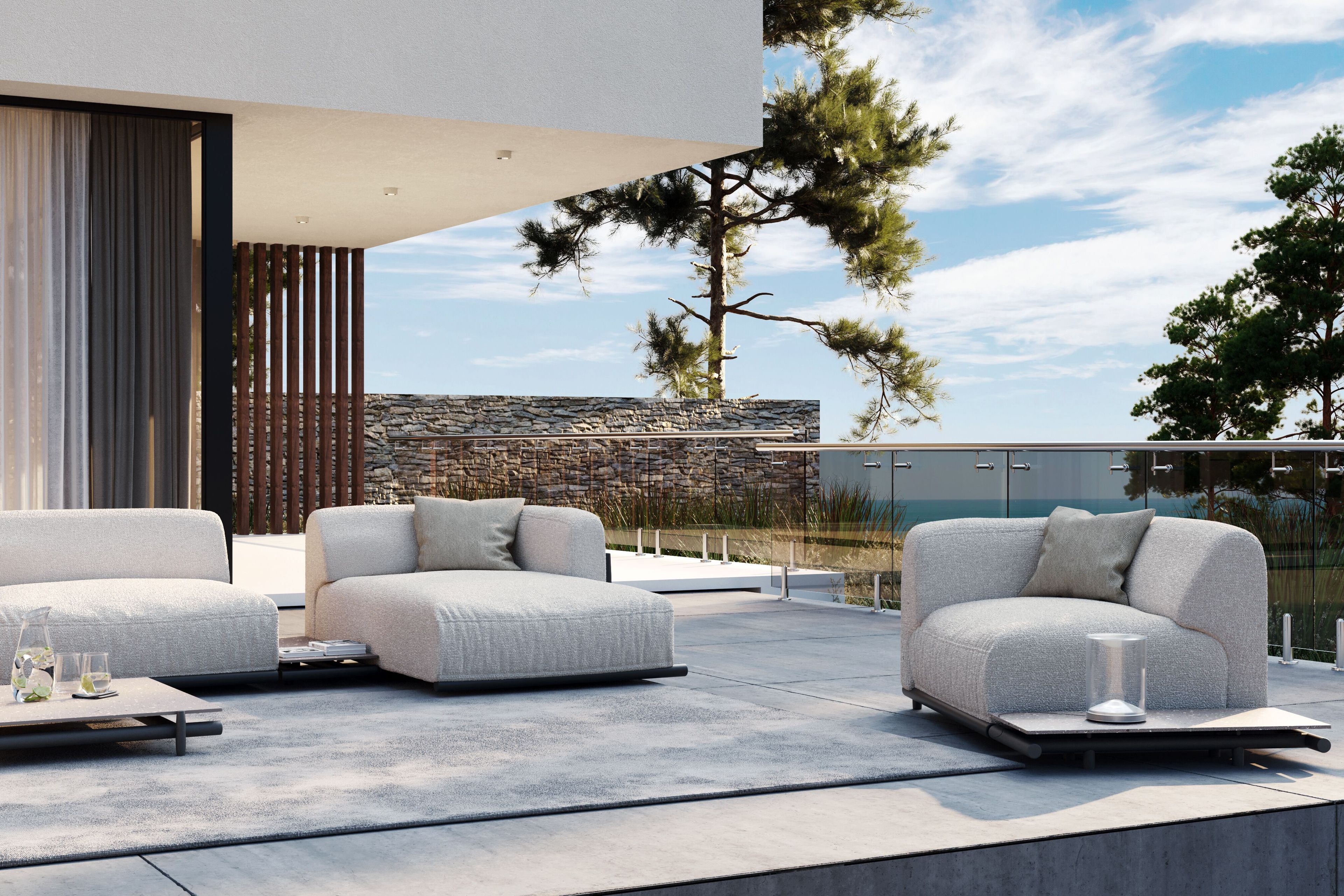 Низкий садовый стол из керамогранита Unopiù Давос ARCH-00141901 - Вид №3