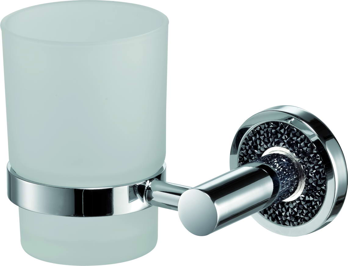 H2014/16B Sanibano Ebano, настенный стеклянный стакан, цвет хром-кристаллы Swarovski black 