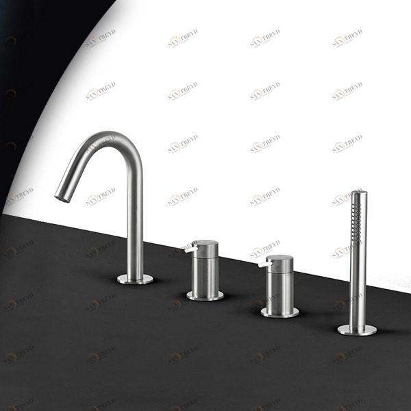 Смеситель для ванны матовая сталь с белой ручкой Toki Radomonte TKI16SCIL21