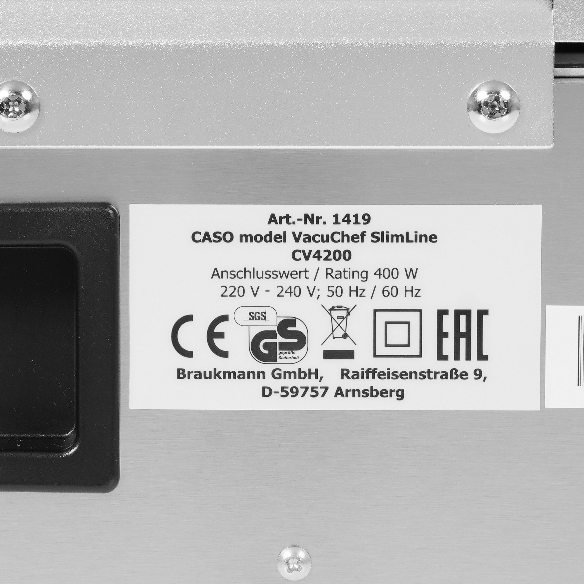 8195403 Вакуумный упаковщик камерный CASO VacuChef Slim-Line STDN-0097545 - Вид №5