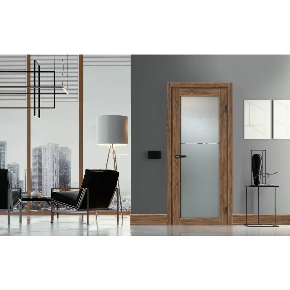 Комплект двери Толедо со стеклом 80x200 см CPL цвет орех галант с добором 100 мм МАРИО РИОЛИ STLM-2092958 - Вид №1