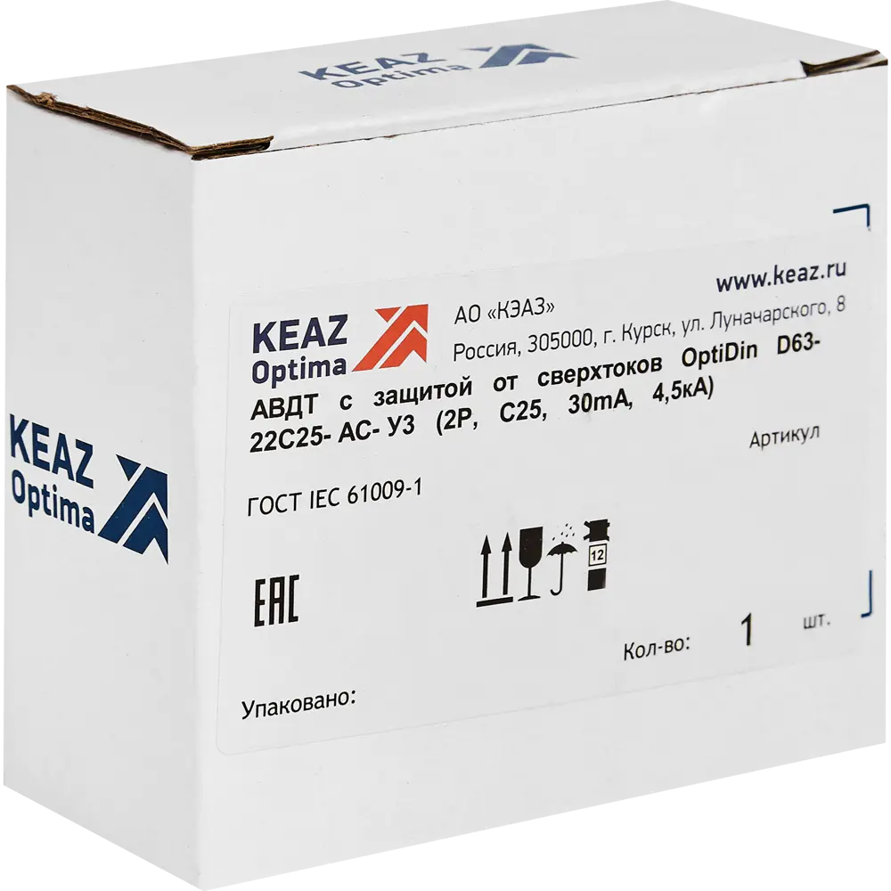 Дифференциальный автомат КЭАЗ Opti Din 25А для защиты электропроводки 89206633 STLM-1104050 - Вид №4