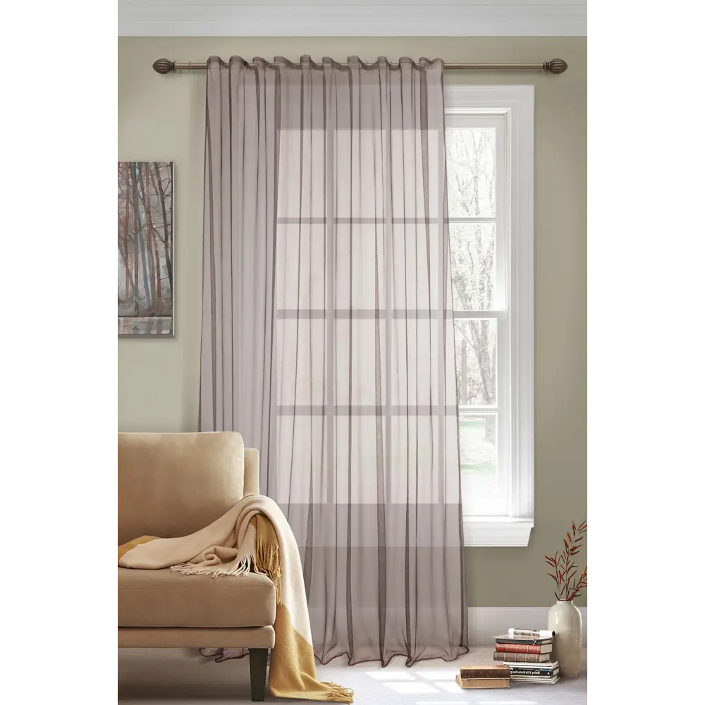 Тюль на ленте Baccarat 250x280 см цвет коричневый MIAMOZA STLM-2147607 - Вид №3