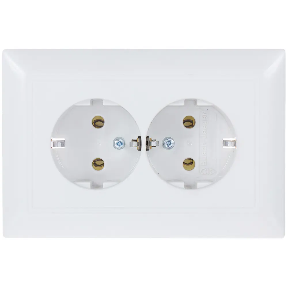 Розетка ABB BJB Basic 55 Шале 2 разъема с заземлением моноблок цвет белый STLM-2185085 - Вид №1