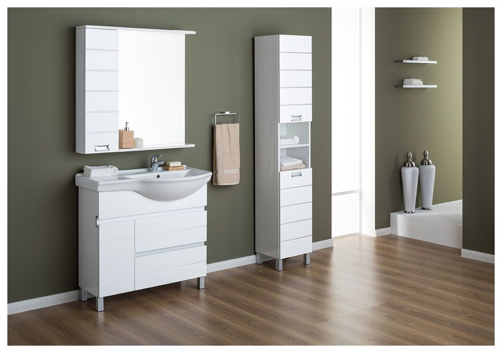 Шкаф-пенал для ванной Aquanet Доминика 35 белый 00170802 - Вид №3