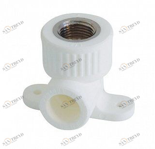 Угольник переходной ВР KALDE 90 D20х1/2" с креплением к стене белый 3222BAT200B01