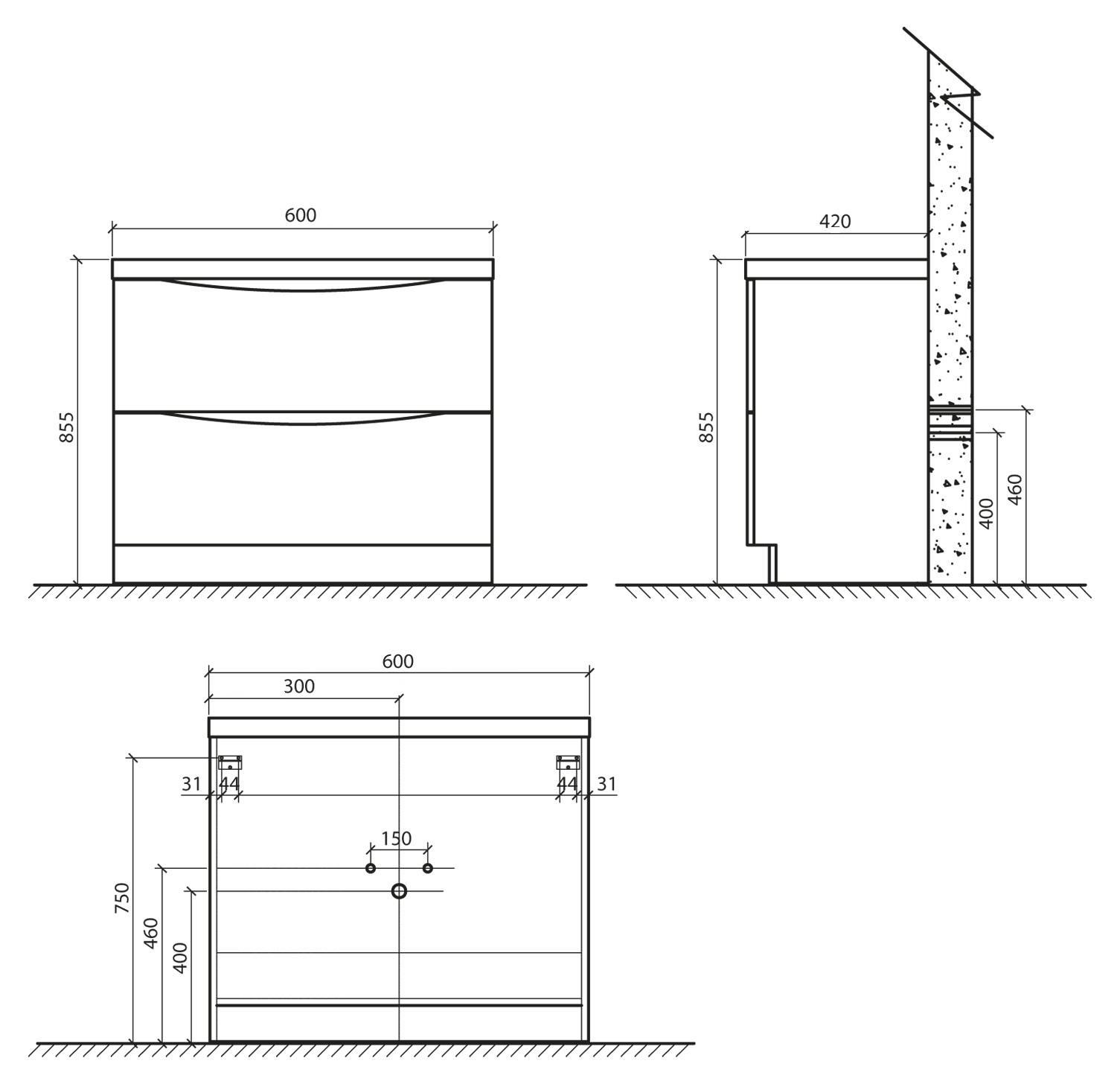 Мебель для ванной BelBagno ANCONA-N-600-2C-PIA-WO  - Вид №2