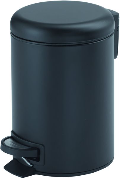 3309(14) Gedy G-Potty, круглый контейнер для мусора с педалью - 5 литров, цвет черный матовый ВЁДРА