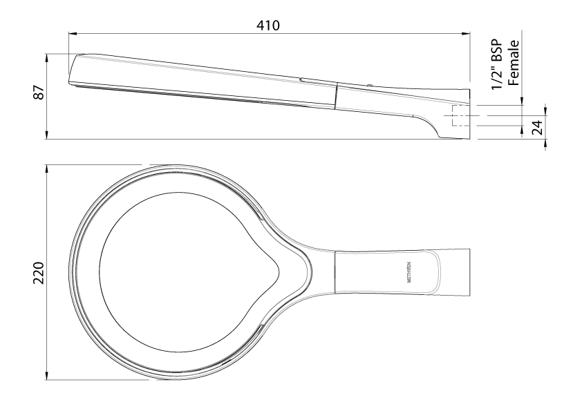 AOOSCP Верхний дренчер Aurajet Aio Methven Хром  - Вид №1