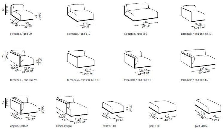 Meridiani 4-х местный модульный диван из ткани Bacon sun-id-1516408 - Вид №2