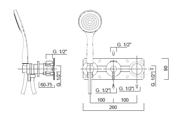 Смеситель для душа с ручным душем Rubinetteria Giulini MyRing ARCH-00092909 - Вид №2