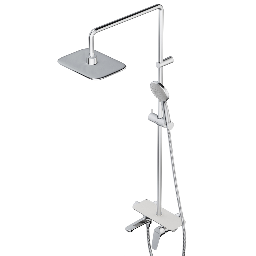 977720000 душ. система со смесителем-полкой: верх. душ 260*190 ручн. душ 120 5 режимов Damixa Origin Bit  - Вид №1