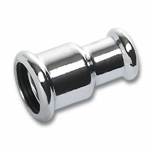 1162401815 SANHA 16240 пресс-фитинг, медь, муфта ред. ВПр-ВПр, хром. 18x15 мм