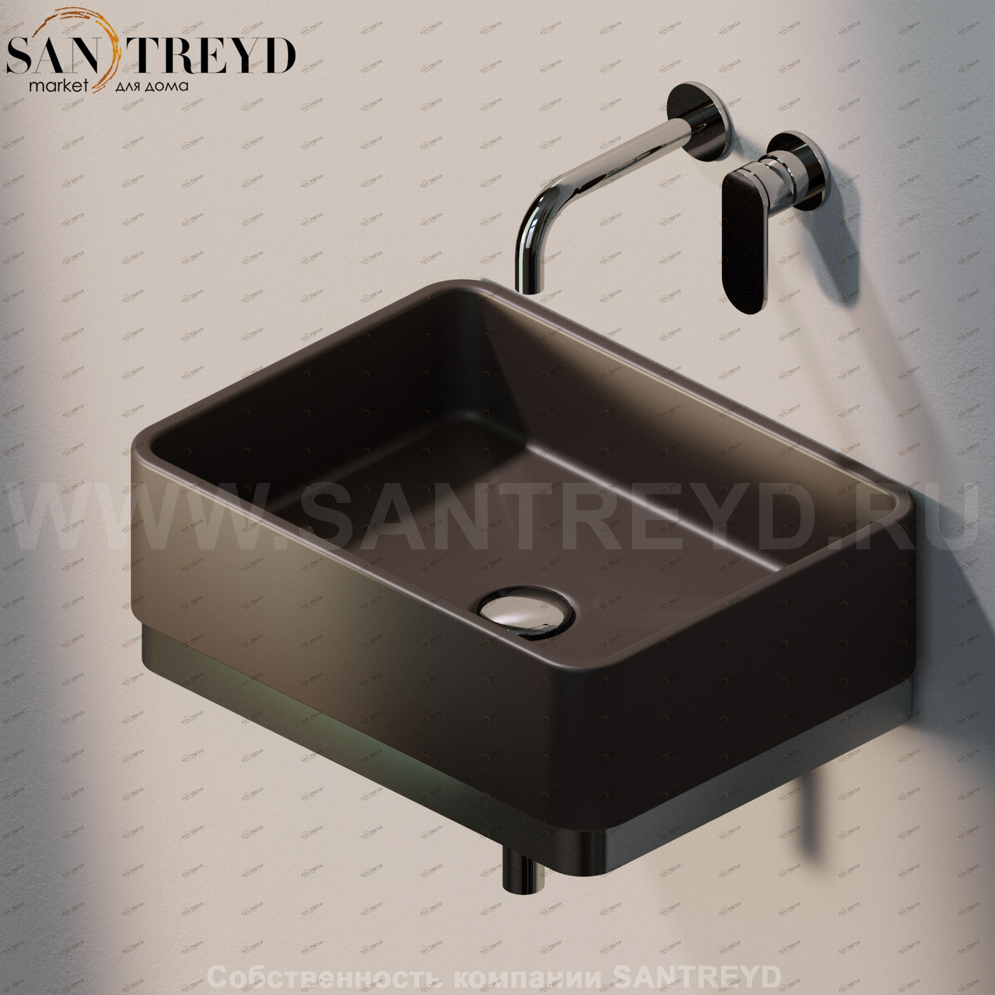 MWL487006 Подвесная раковина настенная прямоугольная Ceramica Flaminia Miniwash черная