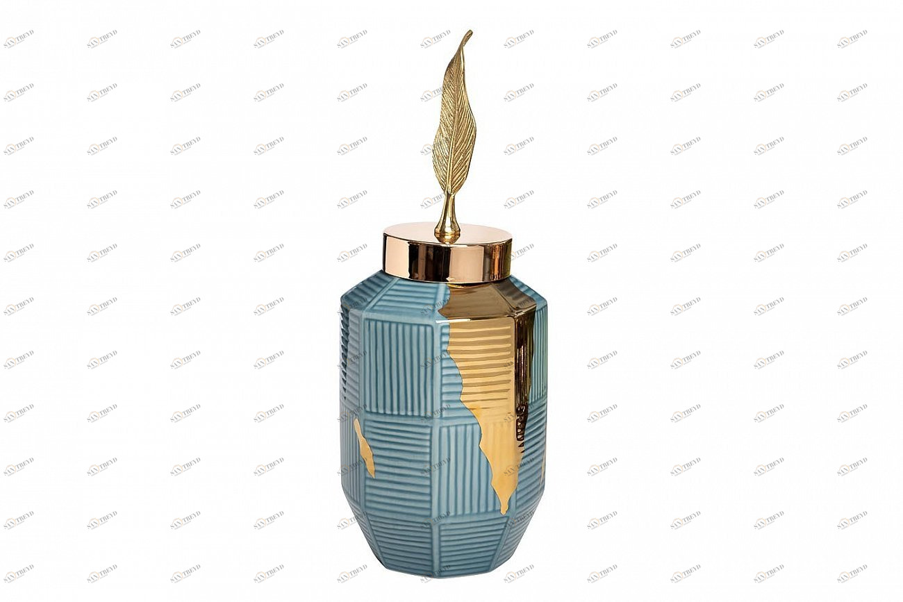 Ваза керамическая 36 см сине-золотистая 55RD4042S GARDA DECOR ДИЗАЙНЕРСКИЕ 00-3880524 Золото;синий 