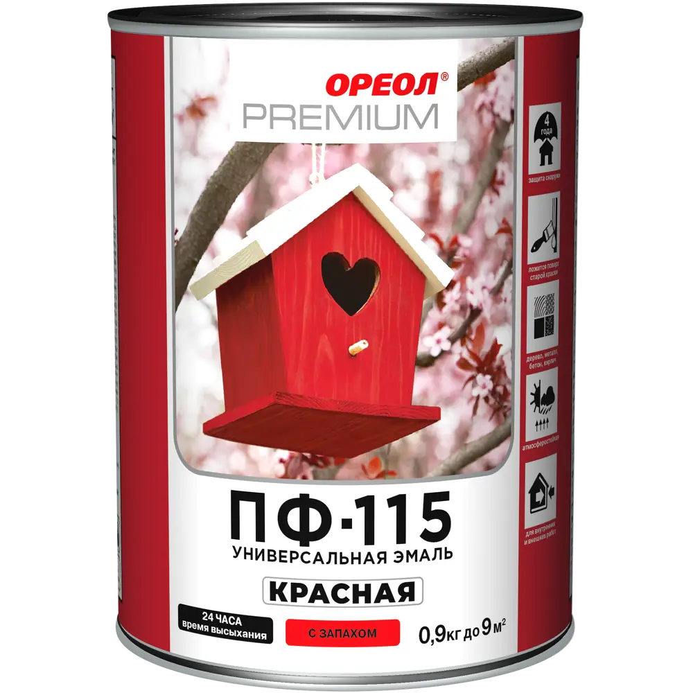 Эмаль Ореол Premium ПФ-115 глянцевая цвет красный 0.9 кг STLM-2142225 - Вид №1